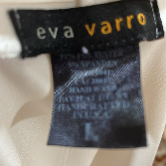 Eva Varro Pants Wide Leg Elastic Waist Stretch Lined Pull On Ivory White Size L - Picture 9 of 10